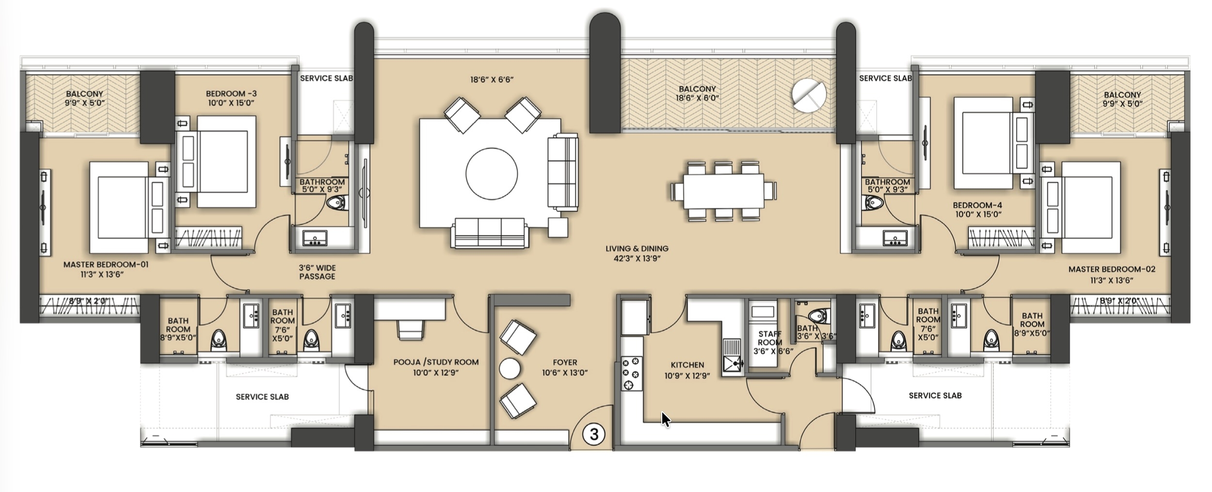 4 BHK Floor Plan